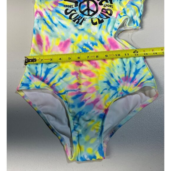 Justice Girls Tie-Dye 1 Shoulder Cut Out Swimsuit XL (16/18) UPF 50+ Swimwear - Picture 8 of 11